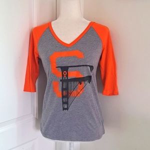 Women's San Francisco Giants Orange and Gray 3/4 Sleeve Baseball Shirt s…